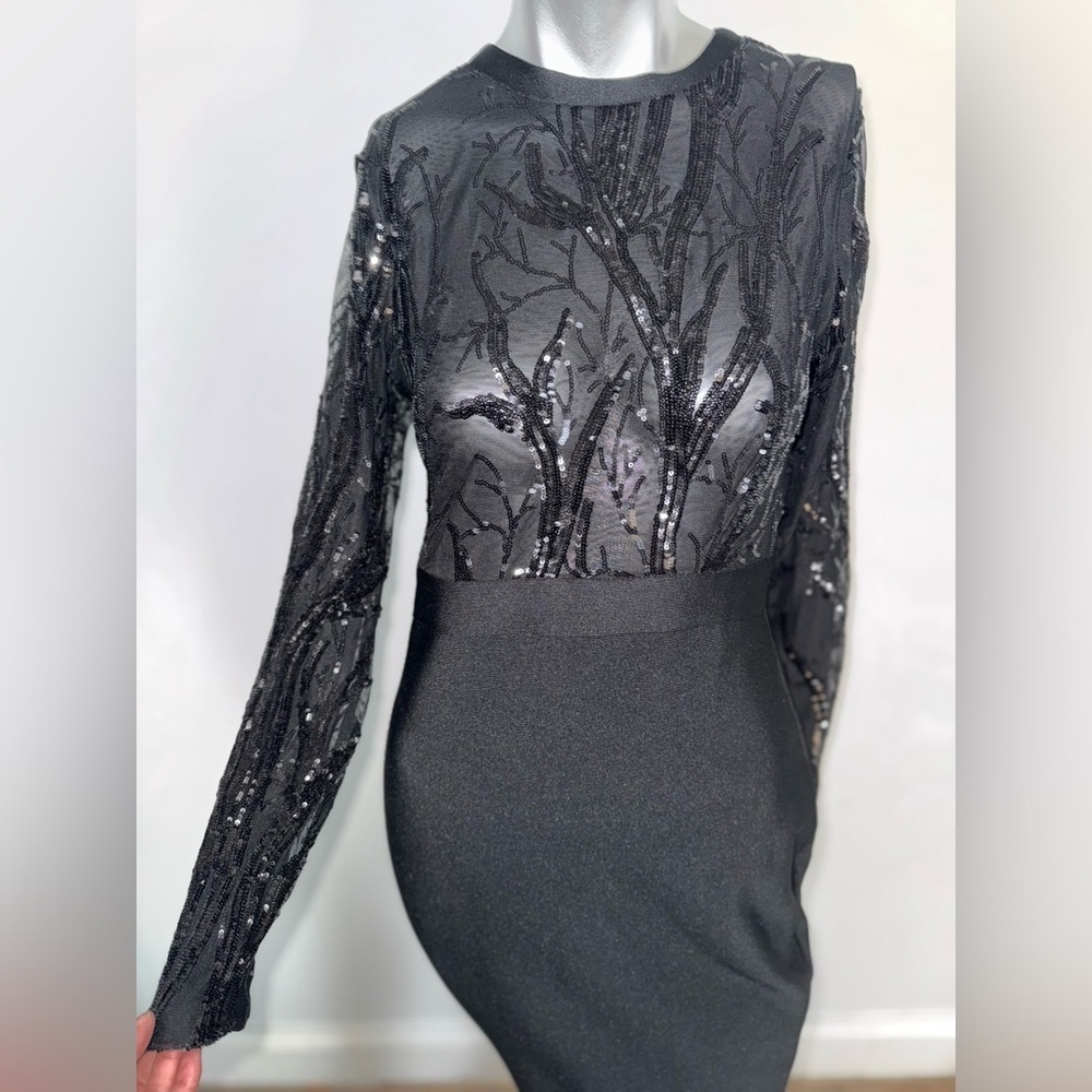 Black Venus Dress Sheer Top w Sequins - Picture 2 of 8